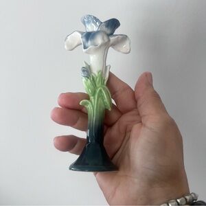 Small Bud Vase MCM lovely green and blue floral design - feminine + pret…